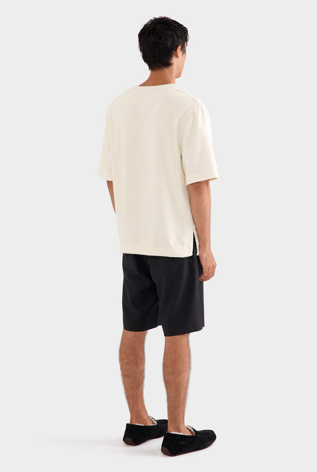 Woven Terry Relaxed Zip Up - Off White