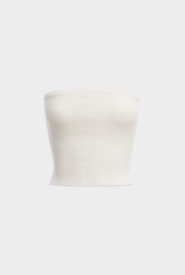 Strapless Linen Knit Top - Off White