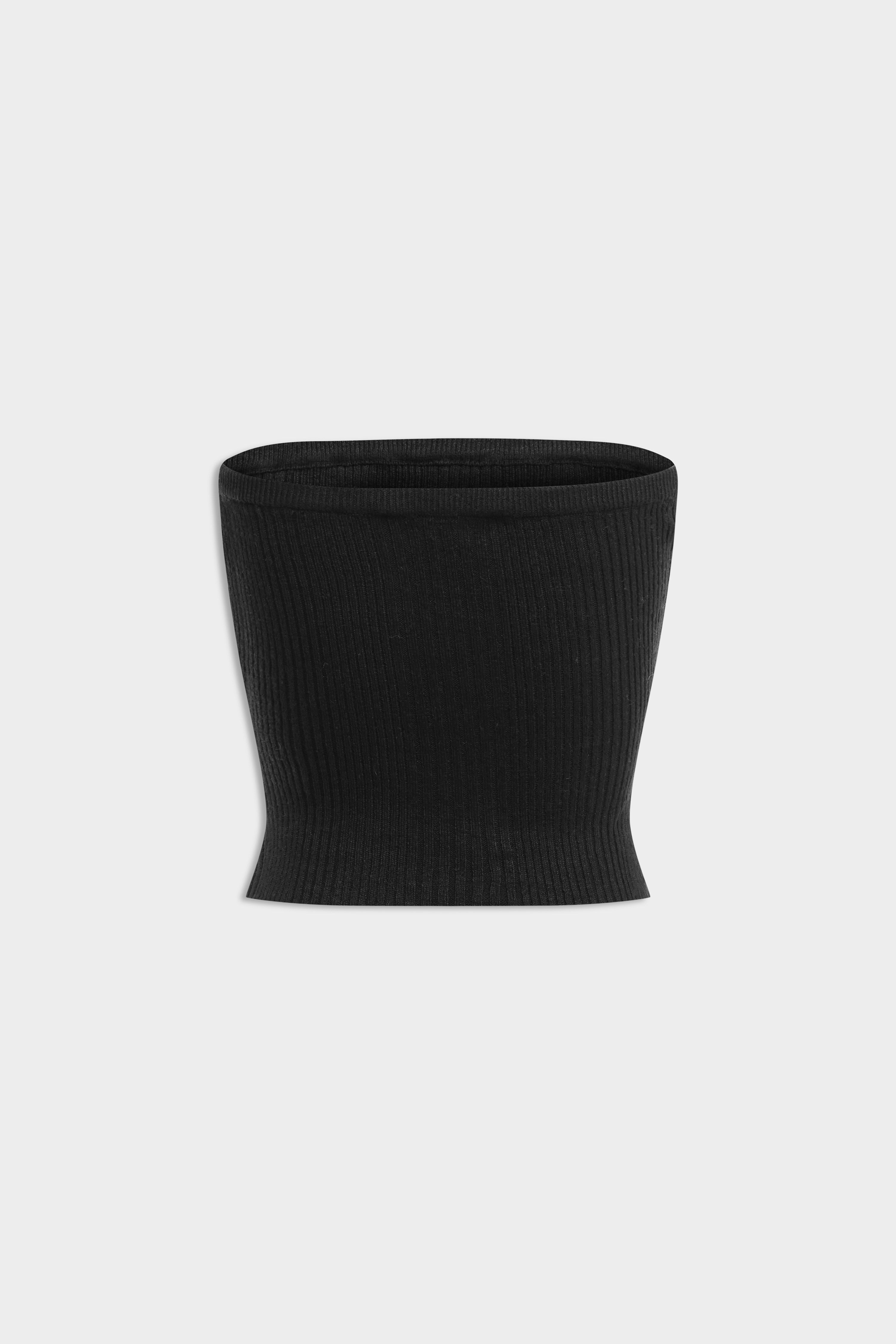 Strapless Linen Knit Top - Black