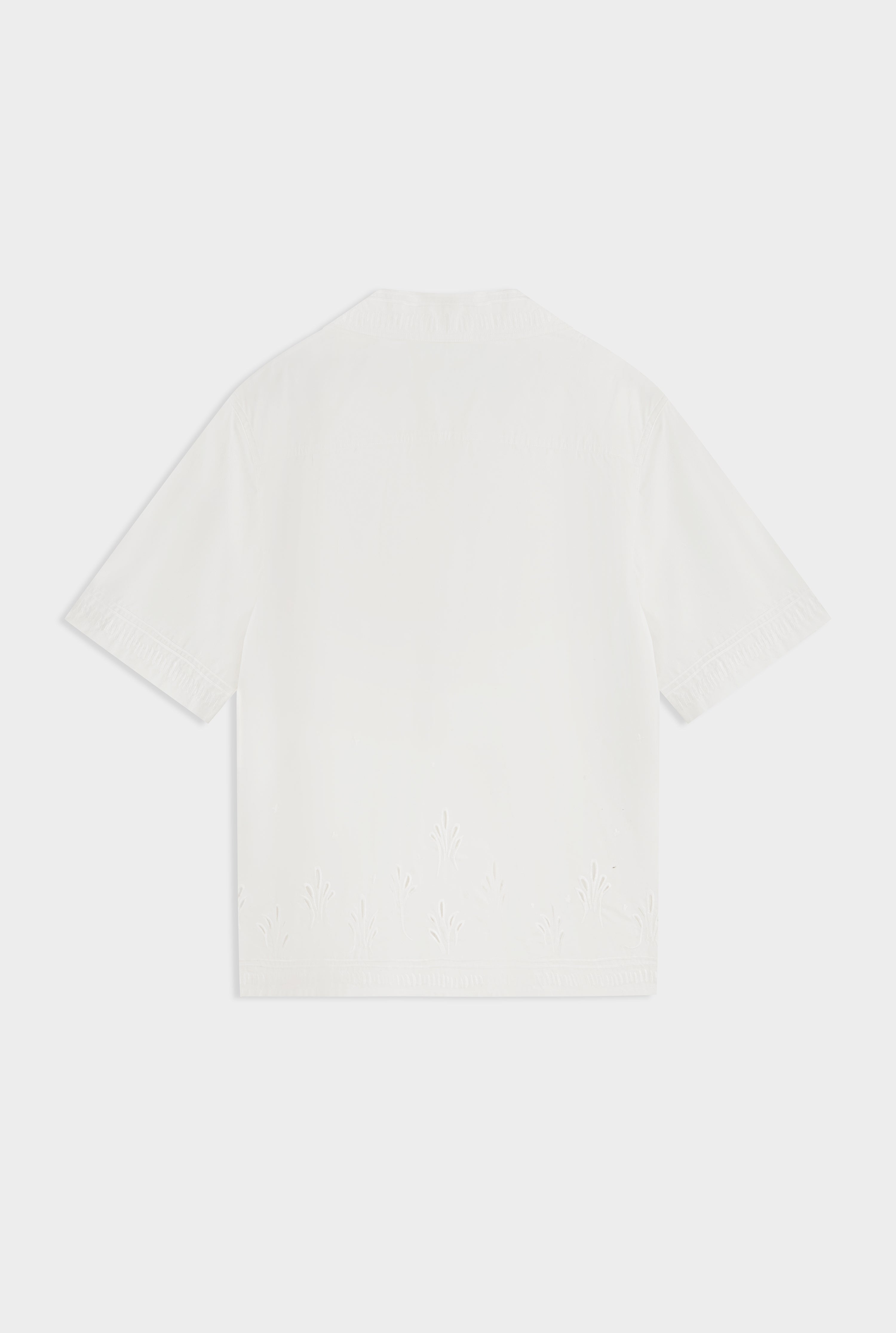 Embroidered Relaxed Cotton Camp Collar Shirt - Off White