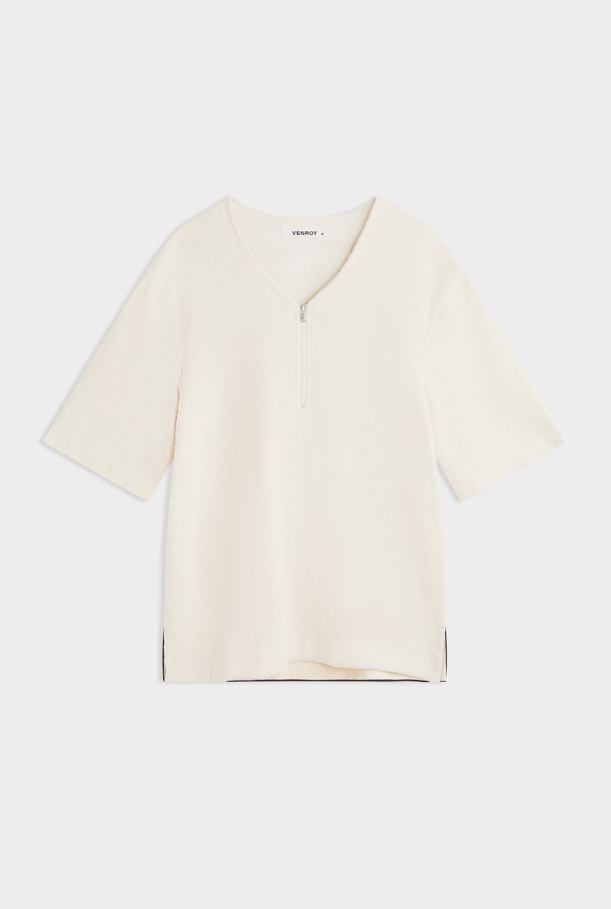 Woven Terry Relaxed Zip Up - Off White