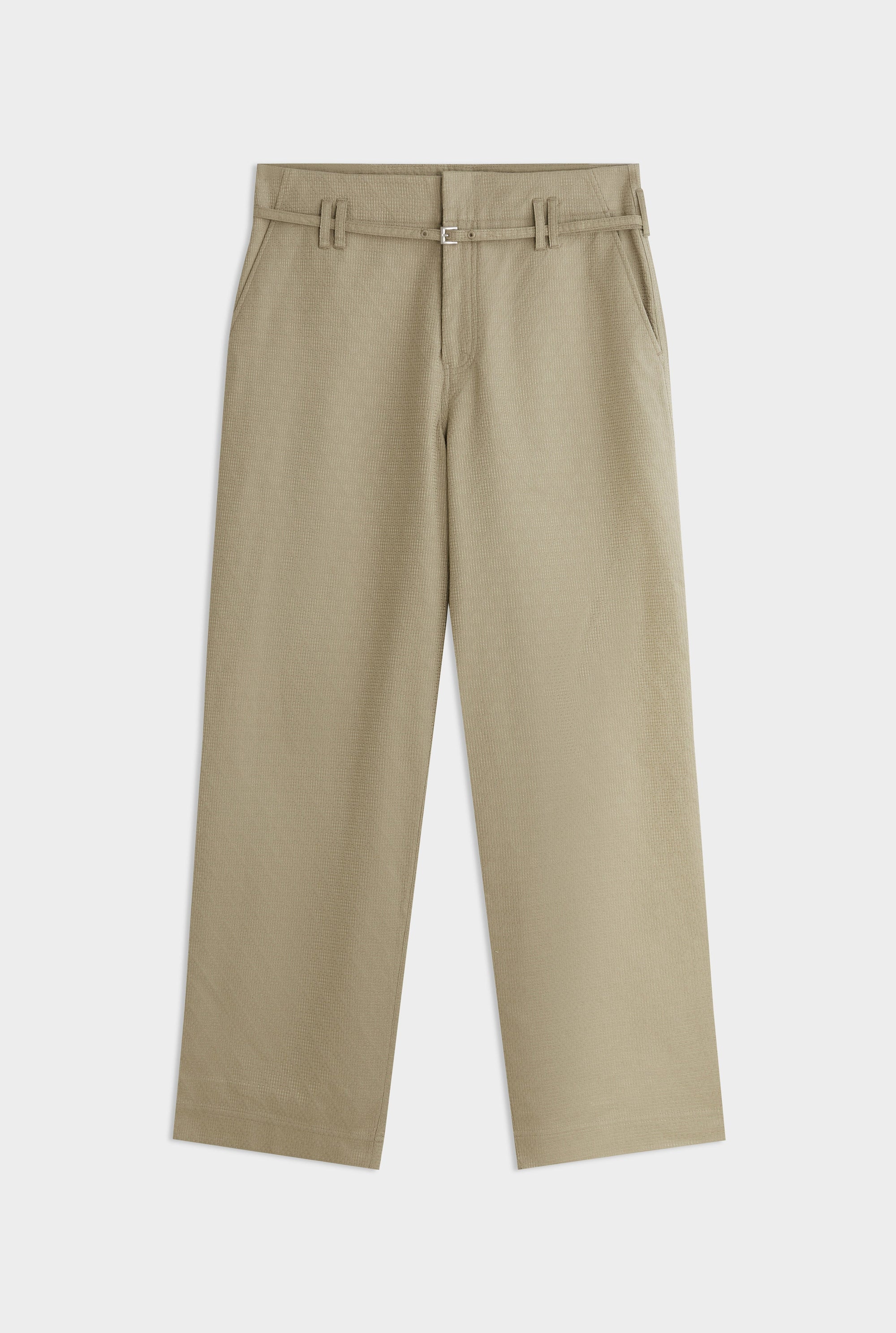 Textured Belt Detail Trouser - Laurel Oak