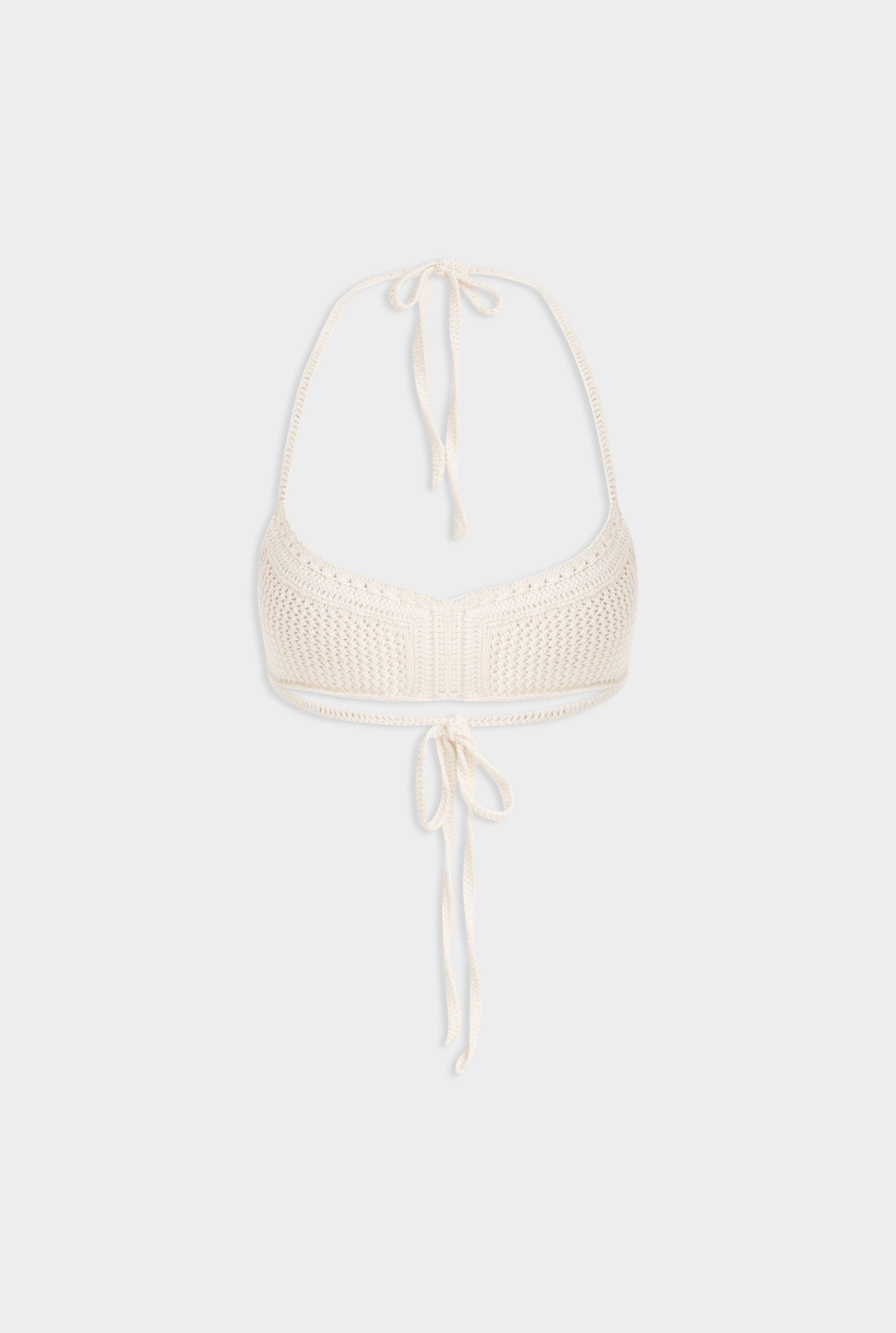 Crochet Halter Bralette - Cream