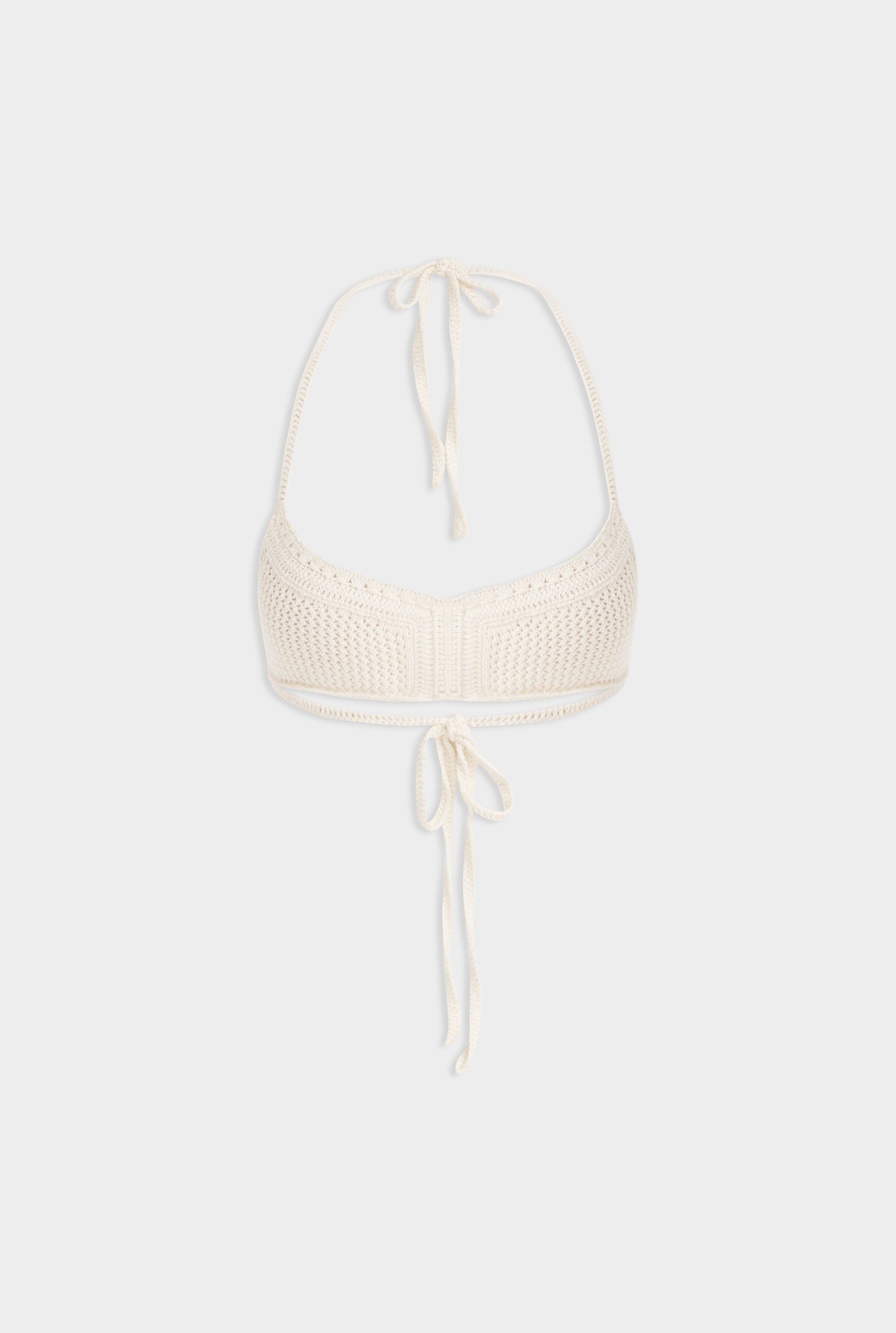 Crochet Halter Bralette - Cream