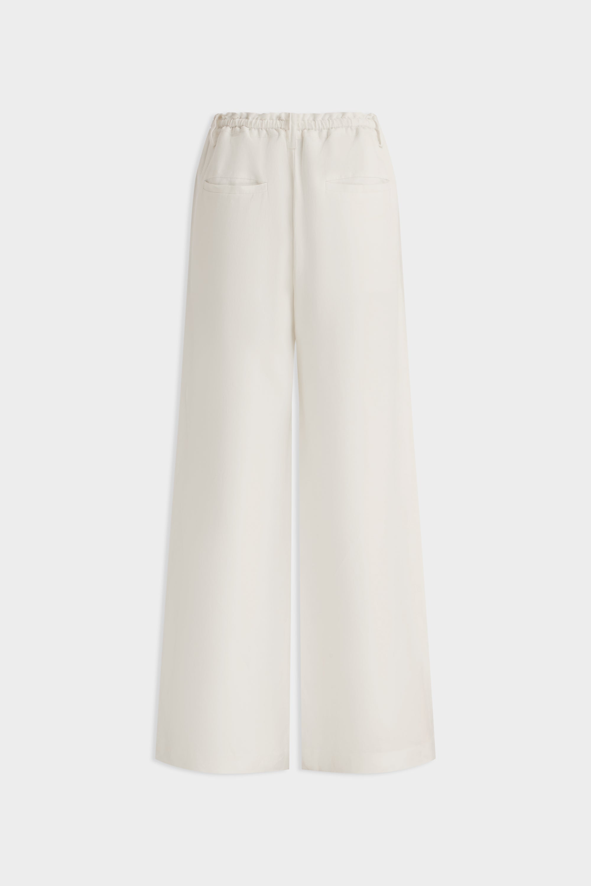 Silk Linen Relaxed Pleat Front Pant - Cream