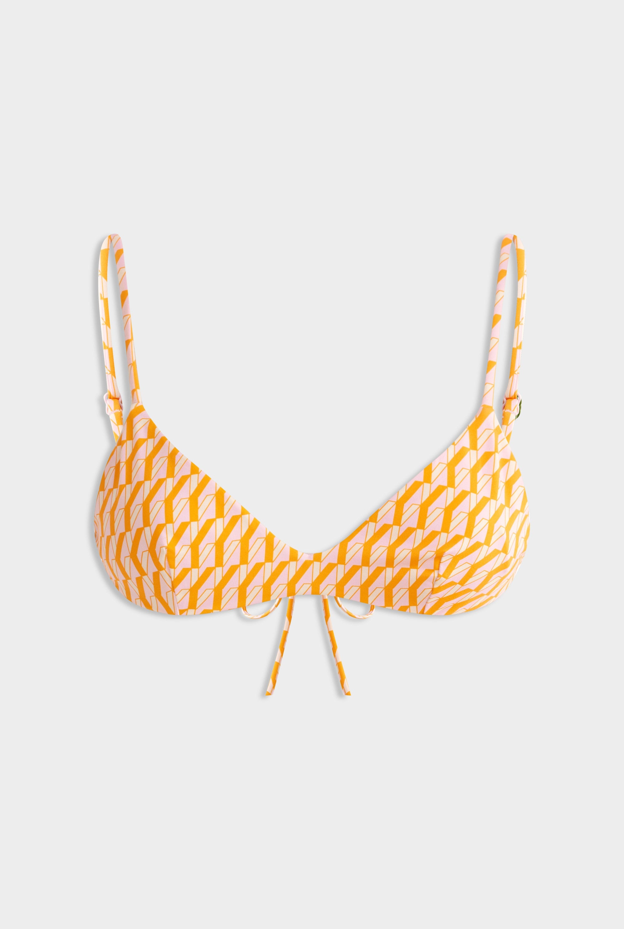 Bralette Swim Top -  Bright Orange/Pink V Monogram