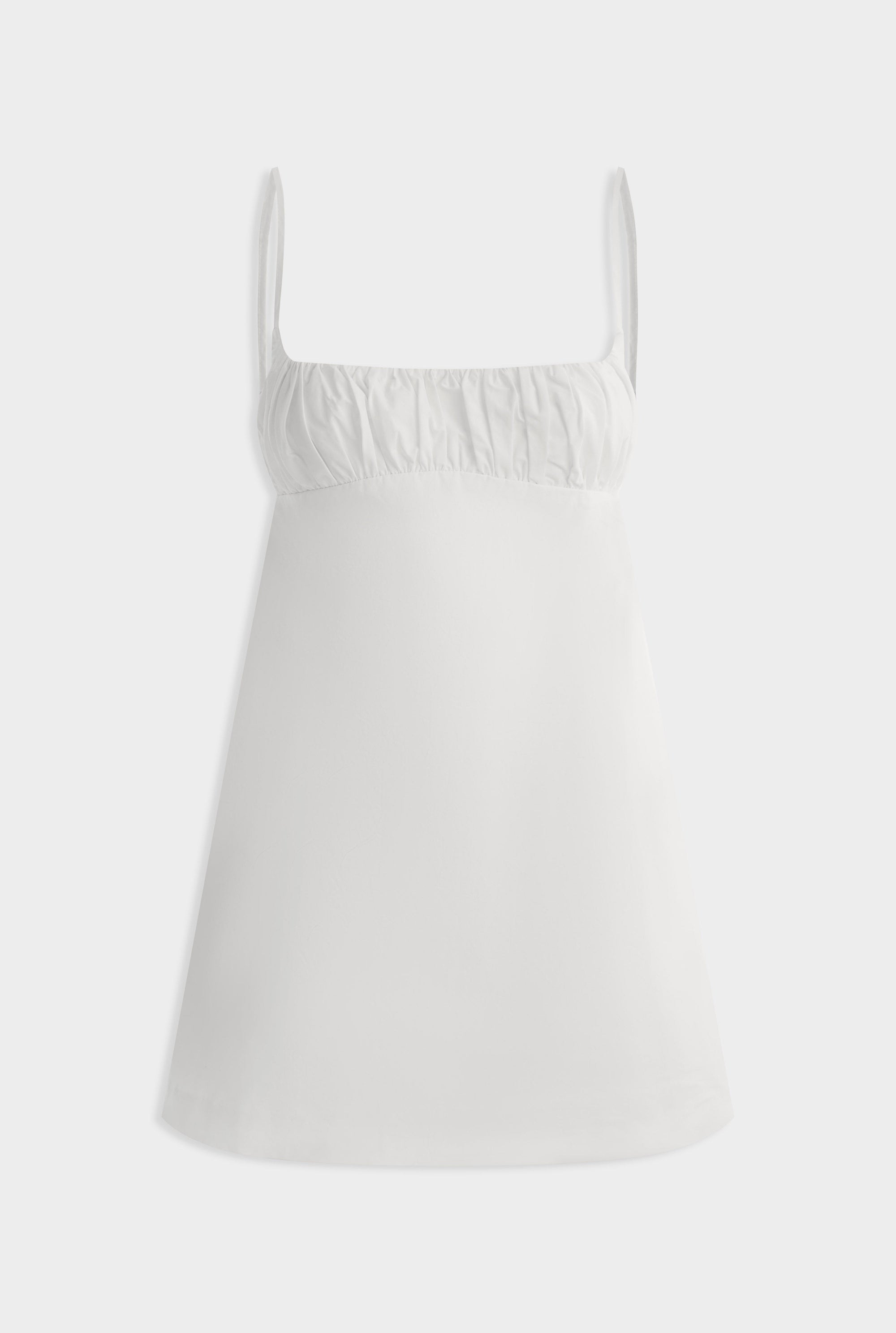 Gathered Bodice Mini Dress -  White