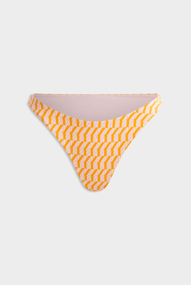 High Cut Bikini Brief -  Bright Orange/Pink V Monogram