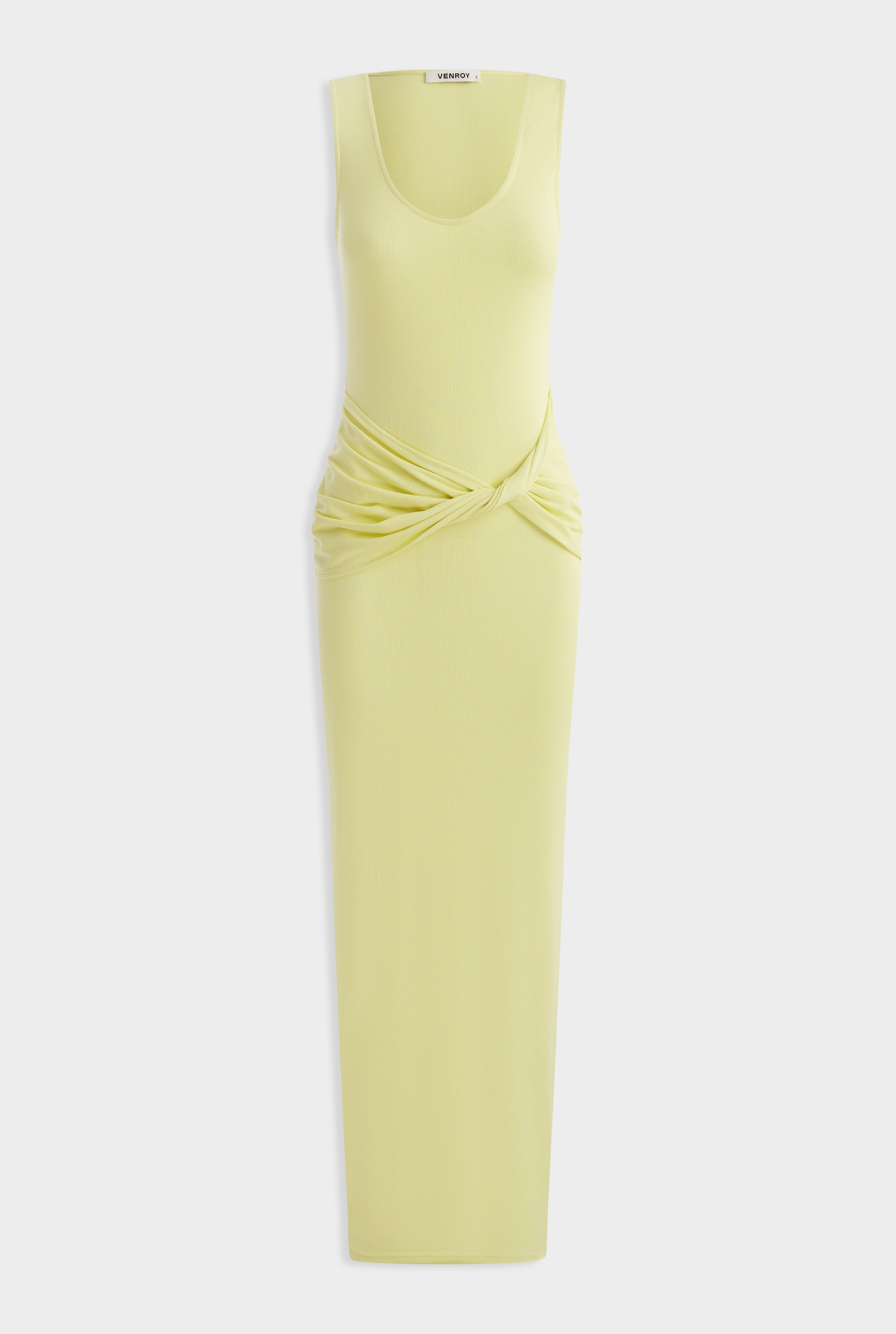 Scoop Neck Jersey Twist Dress -  Lemongrass