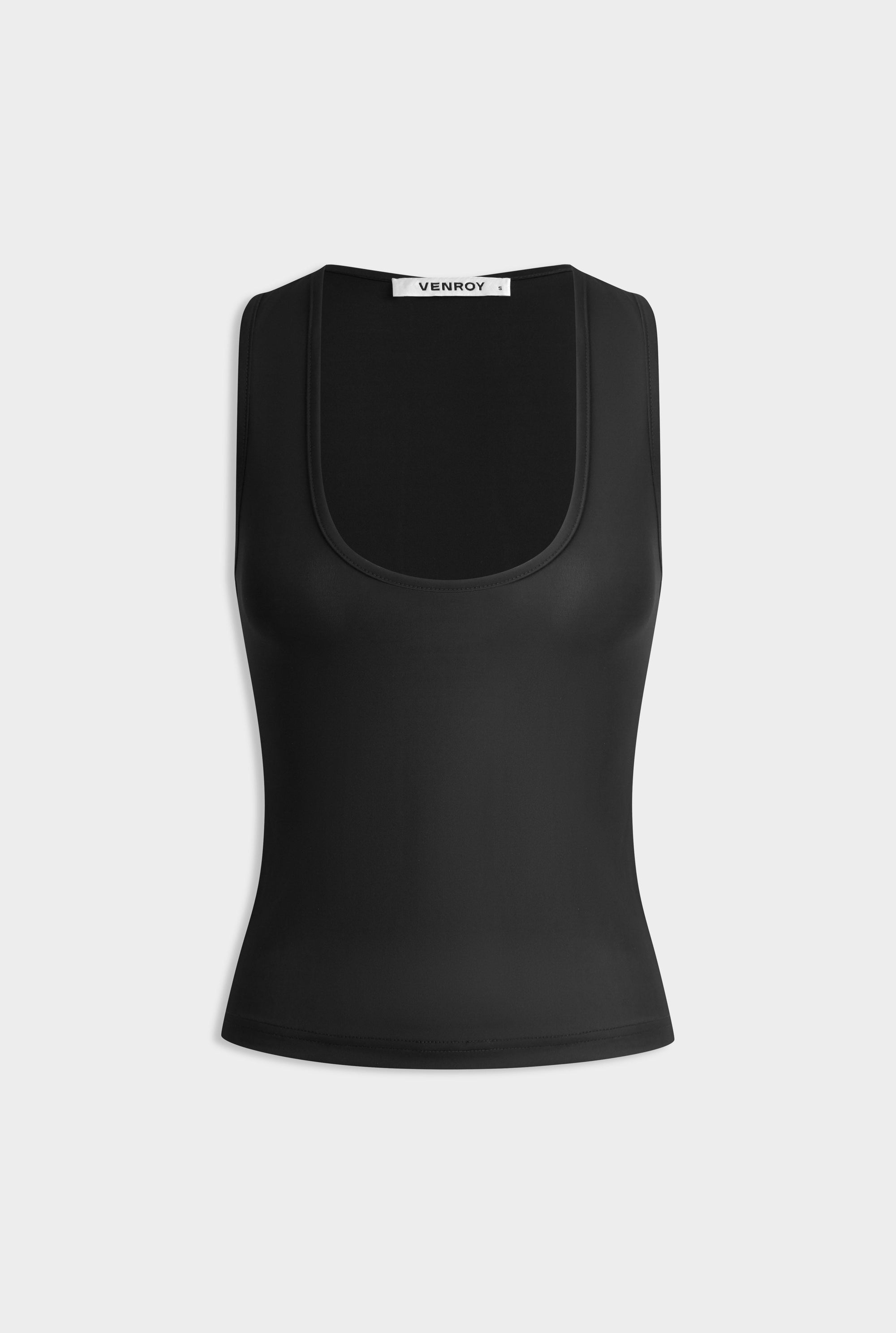 Sheer Scoop Neck Tank -  Black