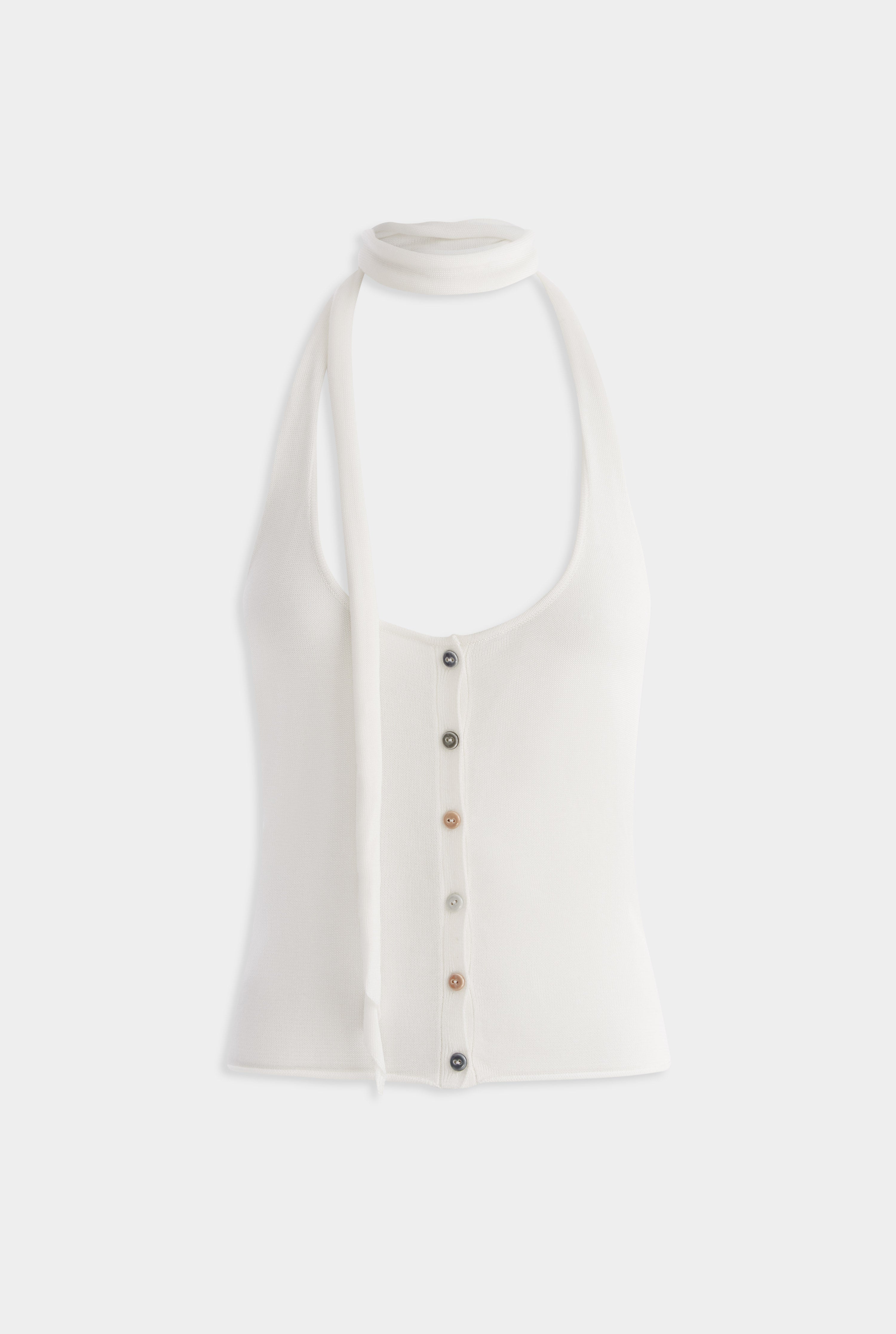 Tencel Scarf Halter Top -  Off White