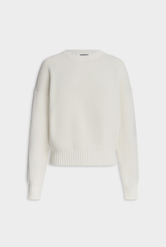 Cotton Knit Sweater - White