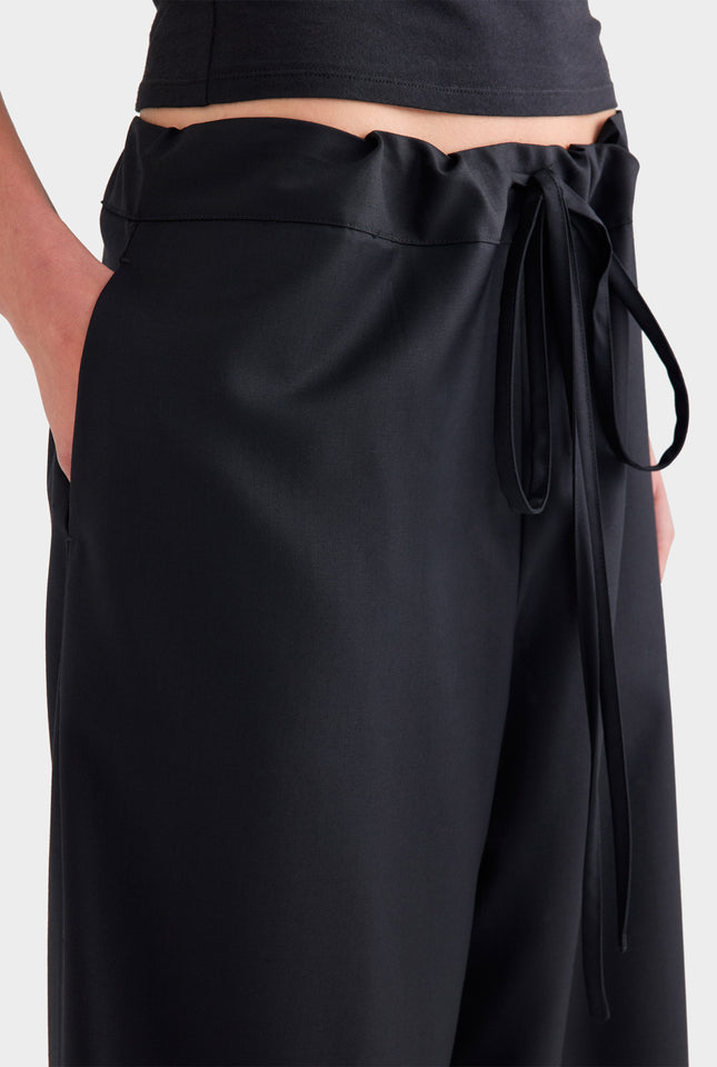 Wool Paperbag Pant - Black