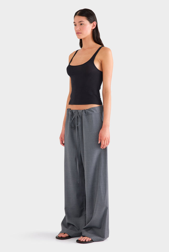 Wool Paperbag Pant - Dark Grey Marl