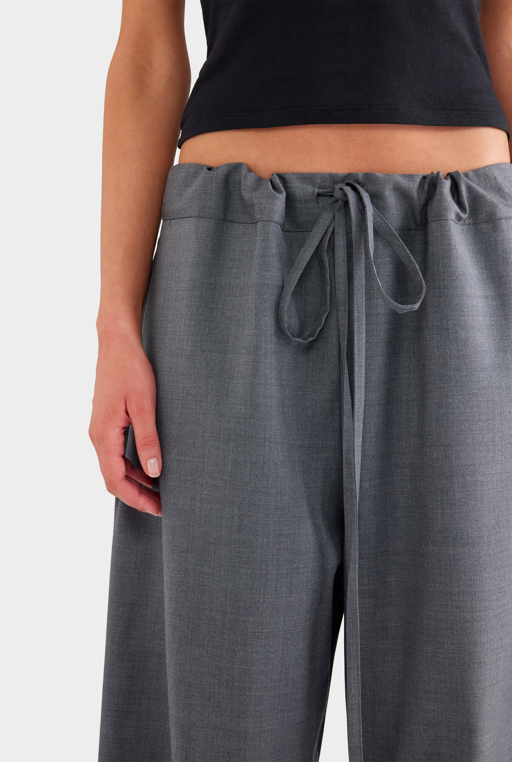 Wool Paperbag Pant - Dark Grey Marl
