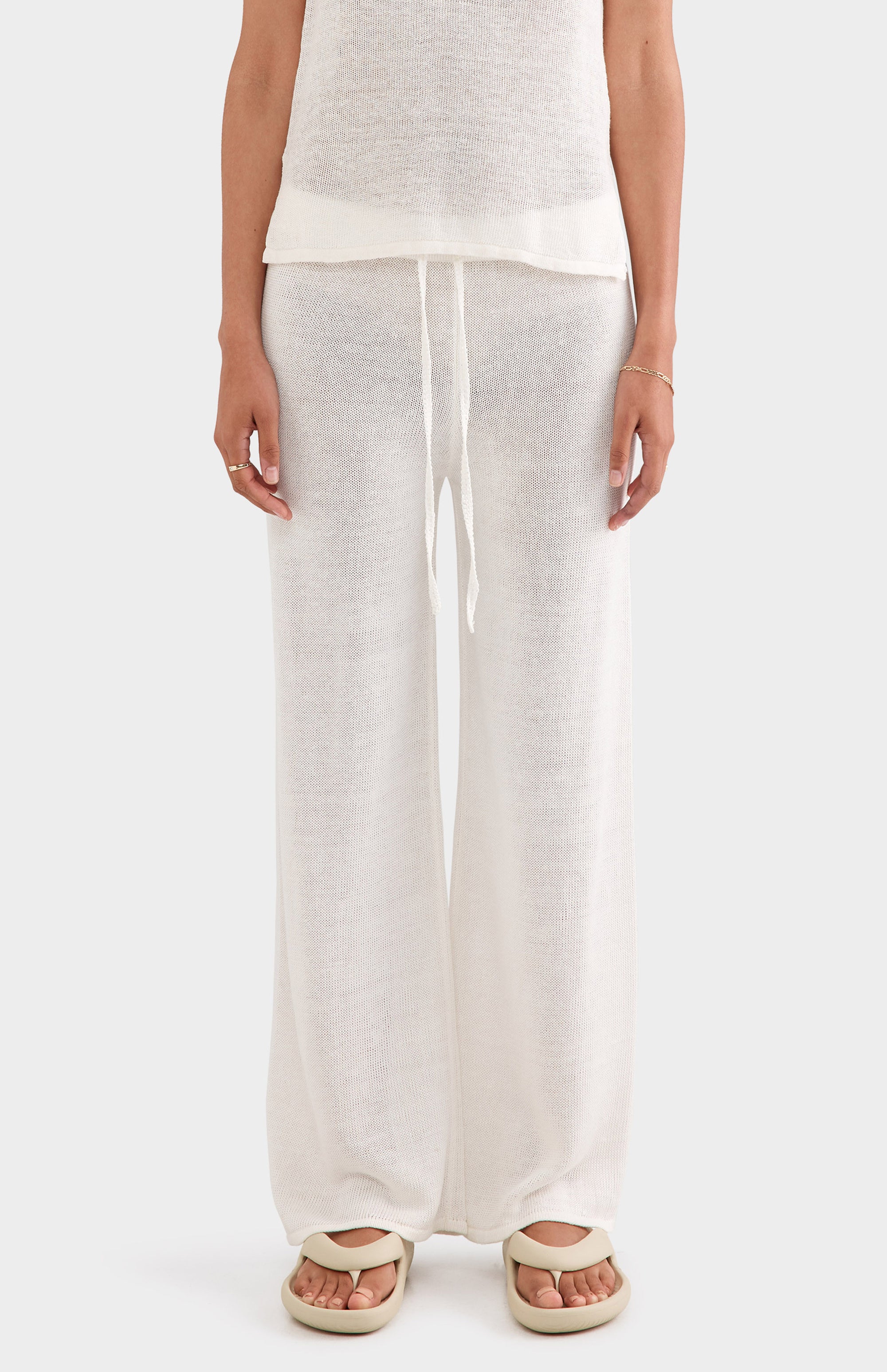 Linen Knitted Pant - Off White