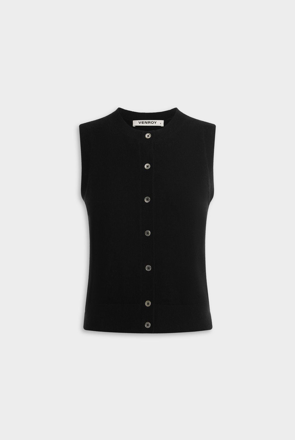 Cashmere Button Through Tank - Black